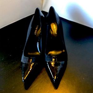 Black patent leather heels